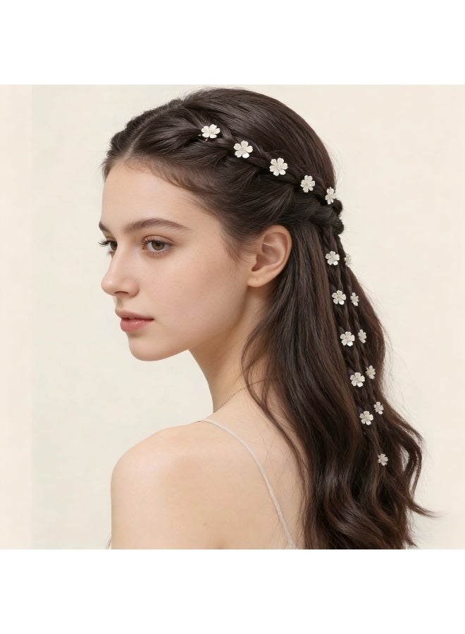 20-Piecs White Flowers with Drill Clips Cute Hair Clips Suitable for women and girls - Image 2